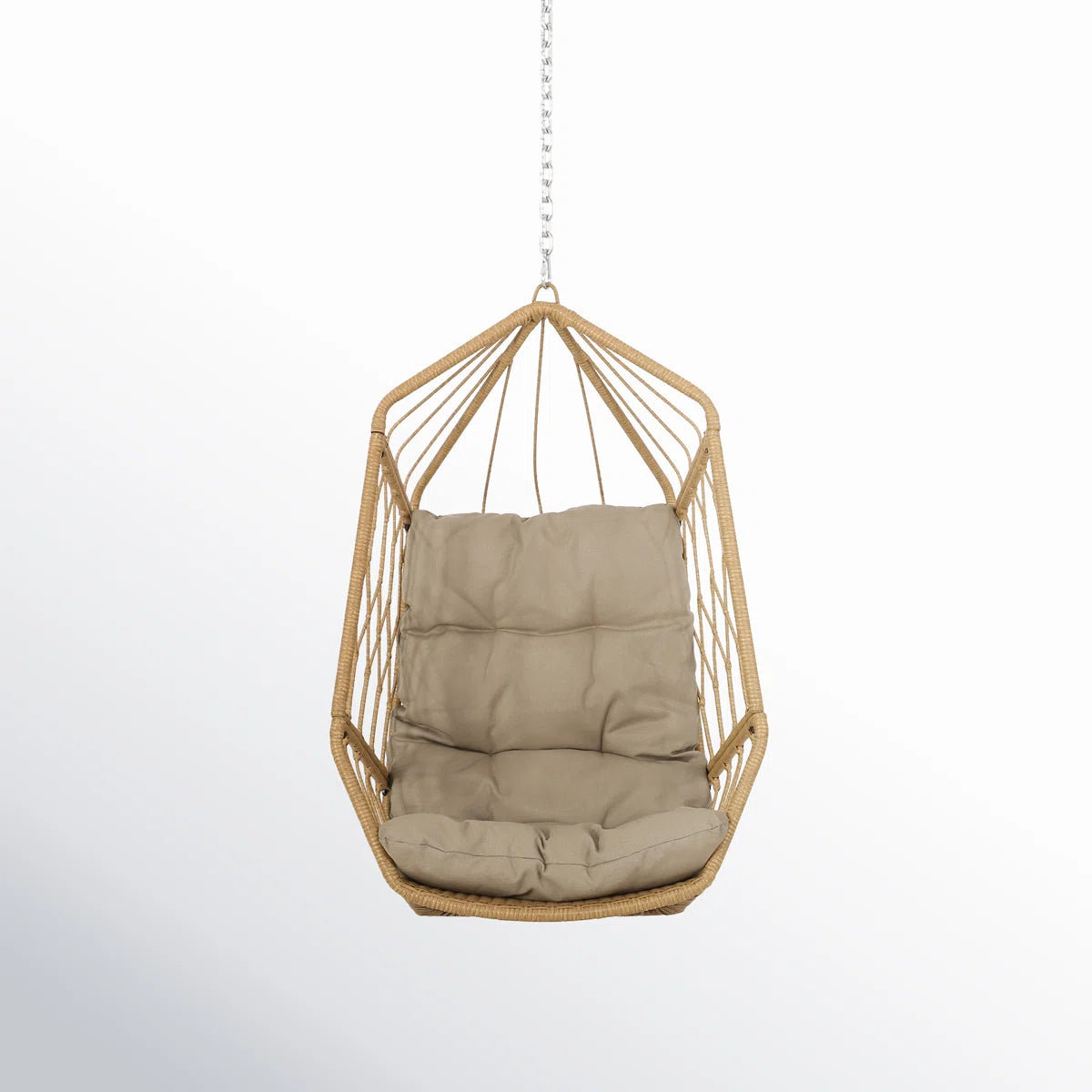 Furnishiaa Wicker Hanging Basket Swing Chair – With Cushions & Steel Frame for Indoor & Outdoor Use