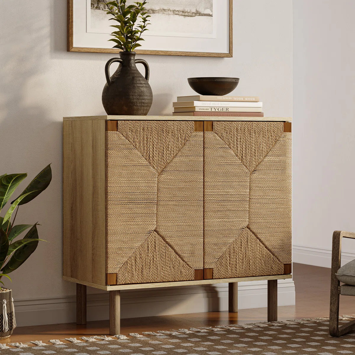 Furnishiaa Solid Sheesham Wood Accent Cabinet