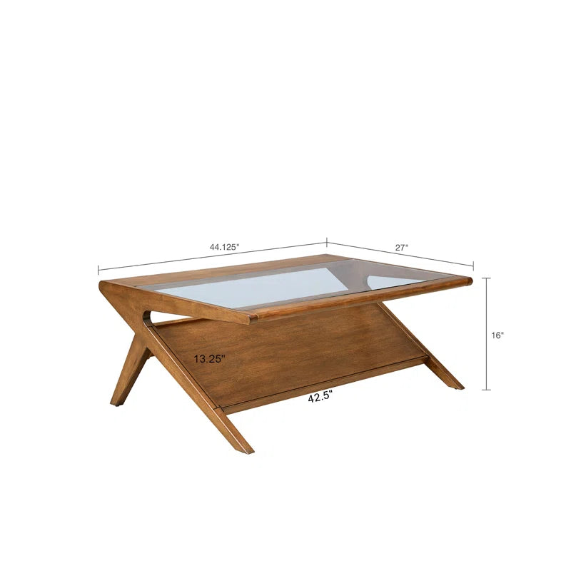 Furnishiaa Solid Wood Coffee Table With Tempered Glass