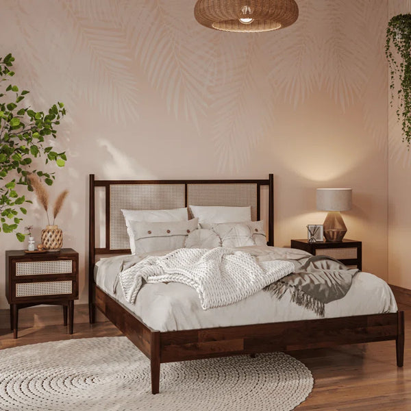 WoodCraft Simple European Wooden Bed
