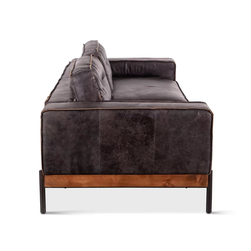 Metal & Synthetic Leather Arm Sofa Brown