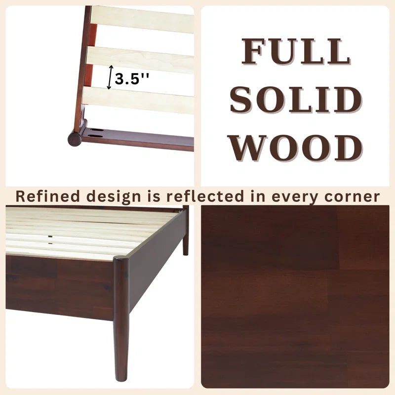 WoodCraft Simple European Wooden Bed
