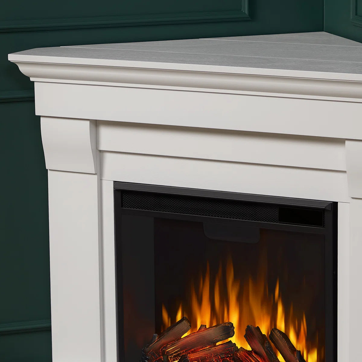 Furnishiaa Solid Sheesham Wood Electric Fireplace