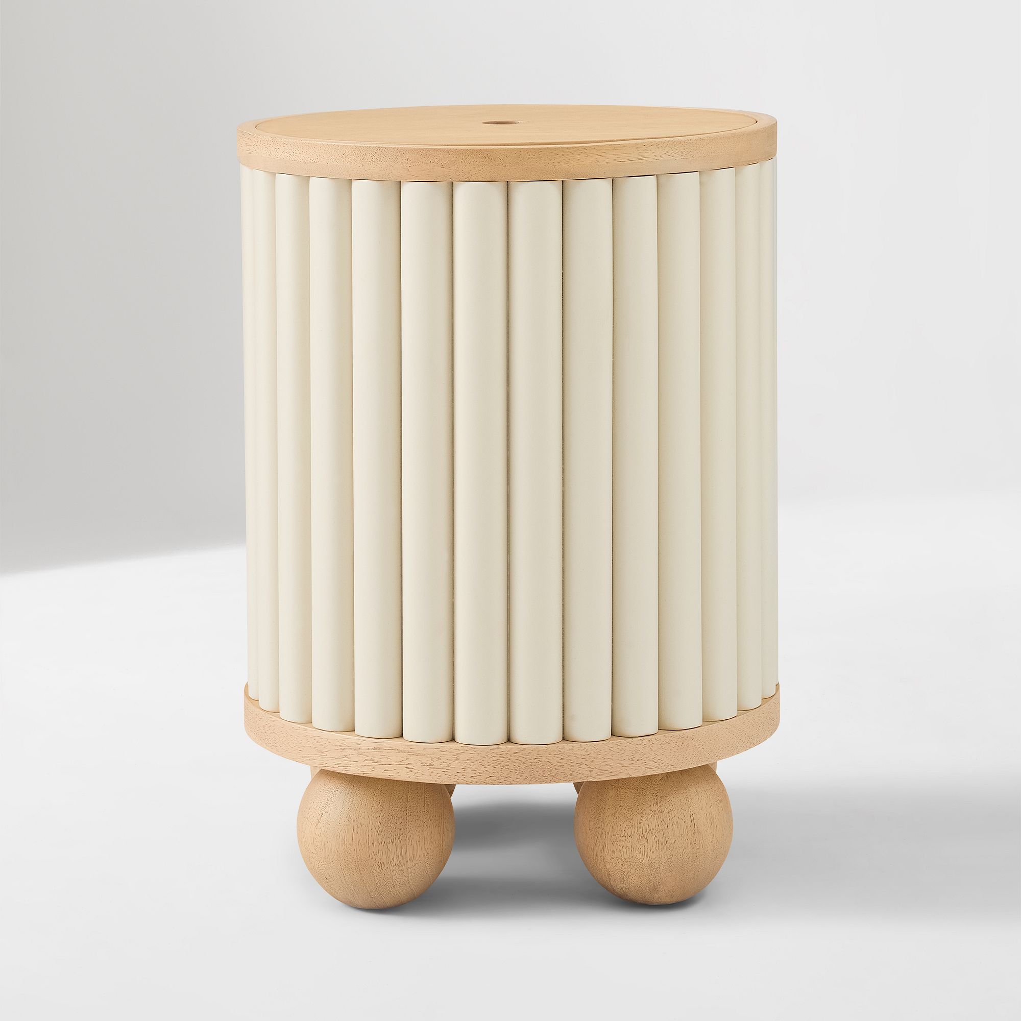 Furnishiaa Solid Sheesham Wood Storage Side Table – Blonde Finish