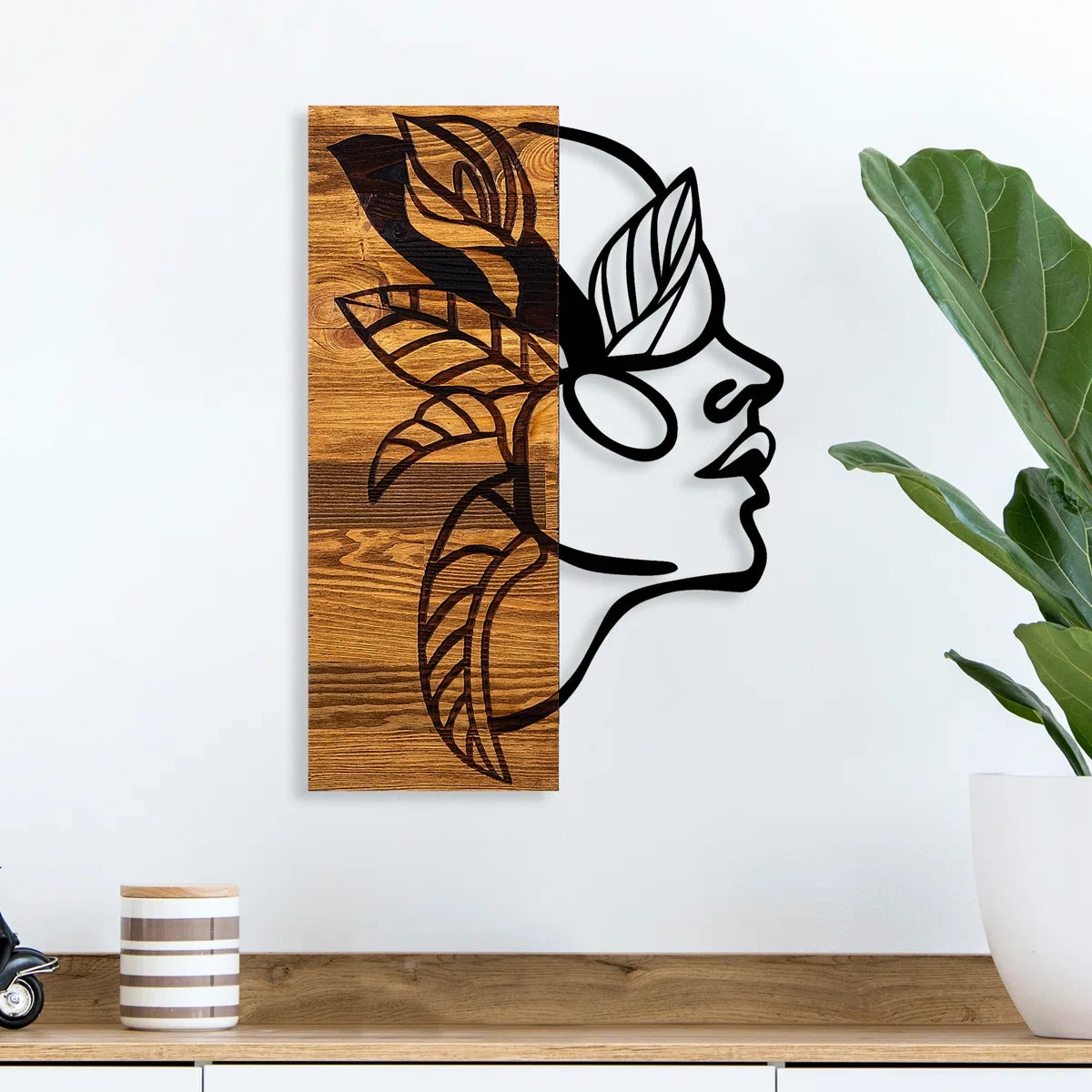 Furnishiaa Solid Sheesham Wood & Metal Decorative Wall Art