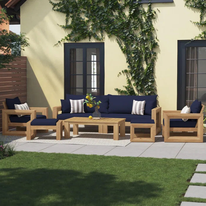 Furnishiaa 8-Piece Outdoor Sofa Seating Group – Solid Sheesham Wood Frame
