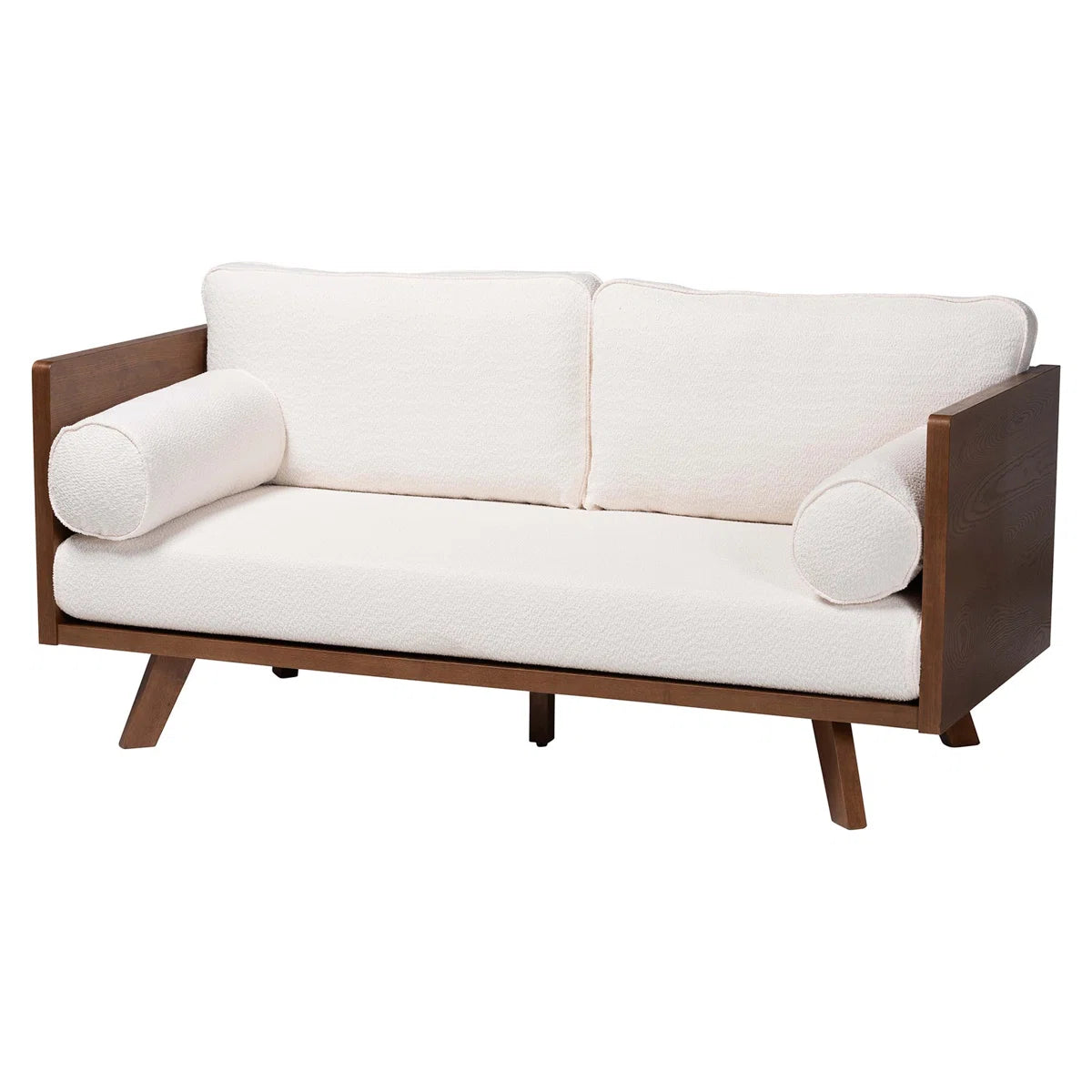 Furnishiaa Mid-Century Modern Boucle Fabric 2 Seater Sofa
