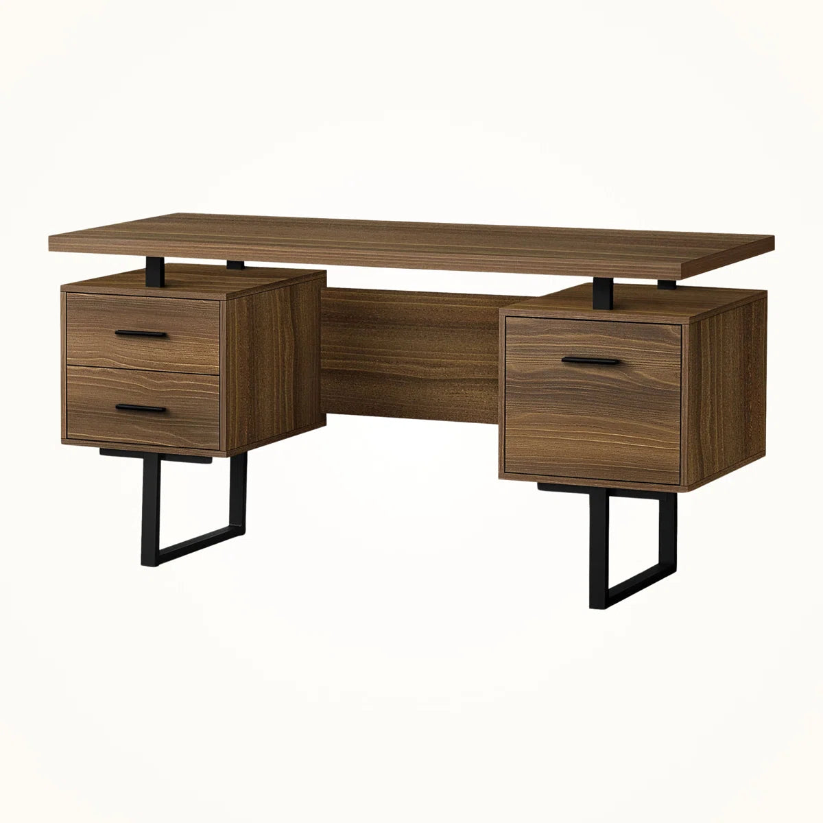 Furnishiaa Sheesham Wood Office Desk with Drawers – 60 Inch Walnut Finish