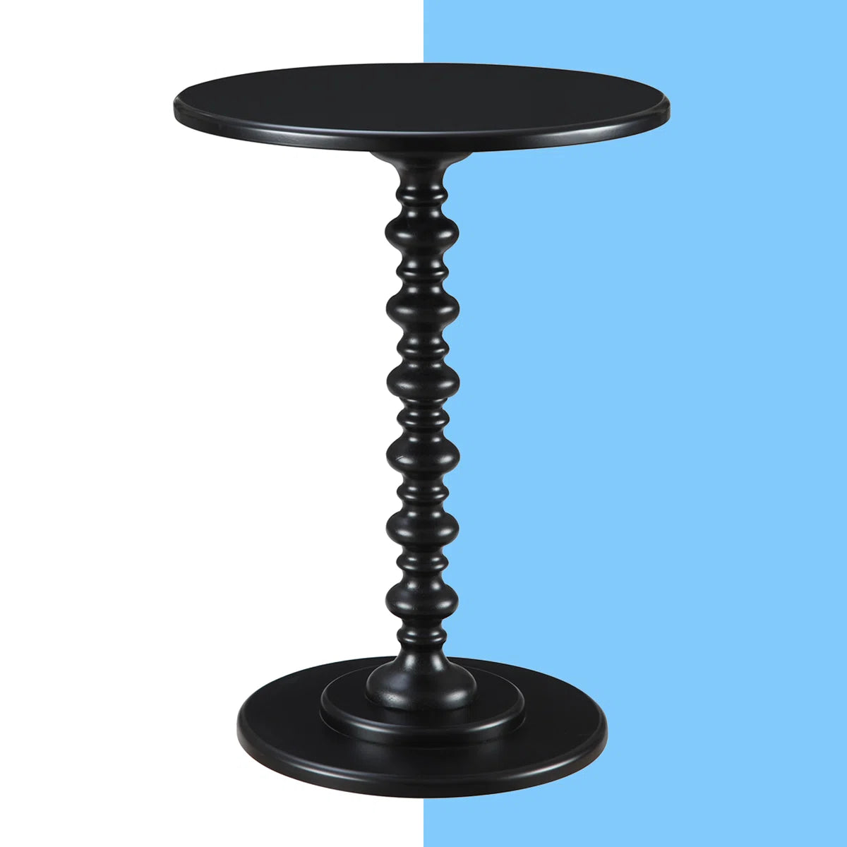 Furnishiaa Solid Sheesham Wood Pedestal End Table with Spindle Base