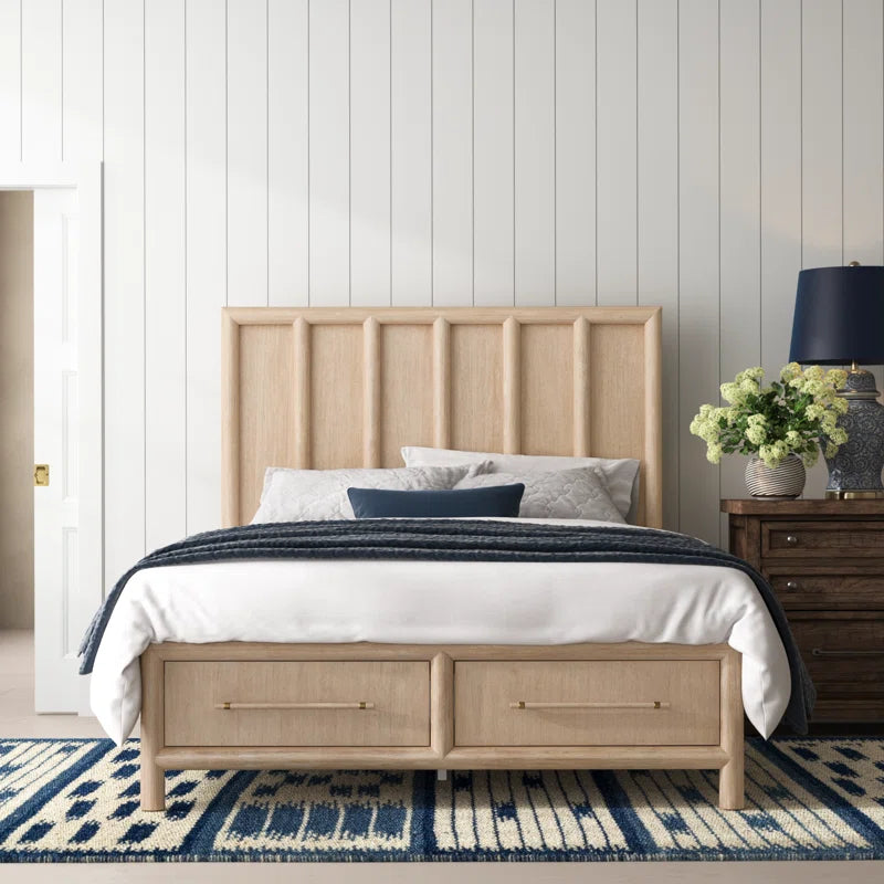 Furnishiaa Solid Sheesham Wood Platform Bed with Storage Drawers | Rustic Modern Bed Frame (Queen & King)