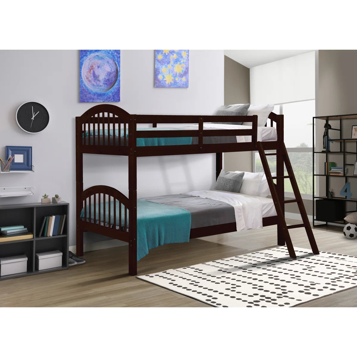 Furnishiaa Twin Over Twin Solid Sheesham Wood Bunk Bed