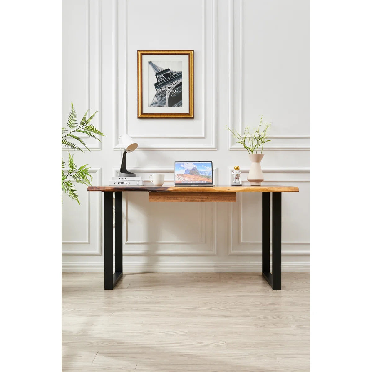 Furnishiaa Handcrafted Live-Edge Office Desk