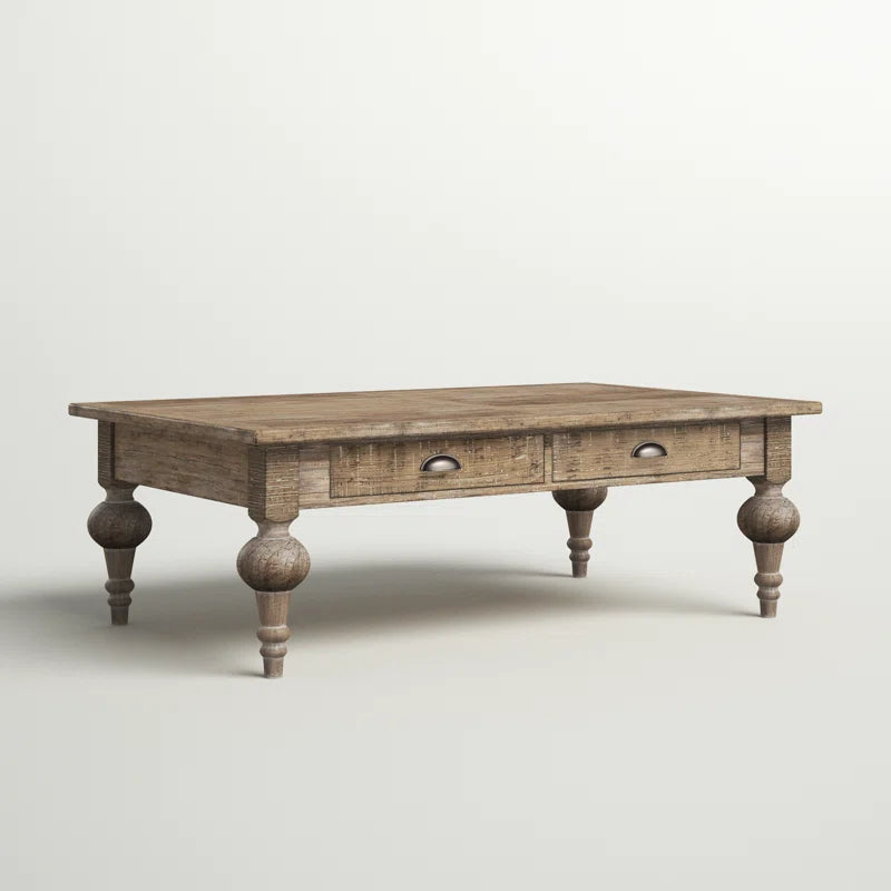 Furnishiaa Solid Wood Distressed Coffee Table