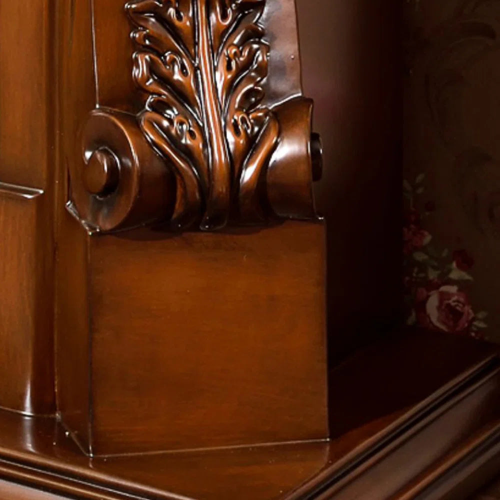 Furnishiaa Solid Sheesham Wood Electric Fireplace with Carved Mantel