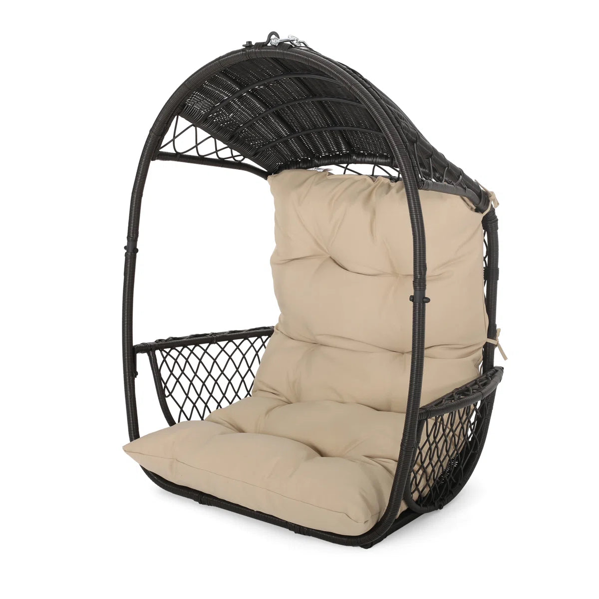 Furnishiaa Outdoor Hanging Basket Chair – Faux Rattan & Water-Resistant Cushions