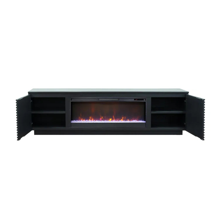 Furnishiaa Solid Sheesham Wood Fireplace TV Stand