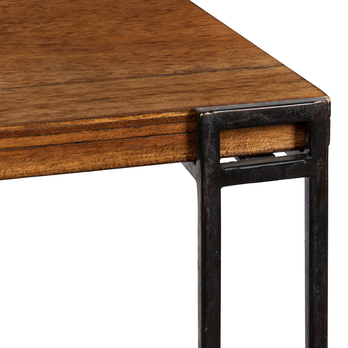 Gallery image 9 of industrial end table with brown shelves and black metal frame