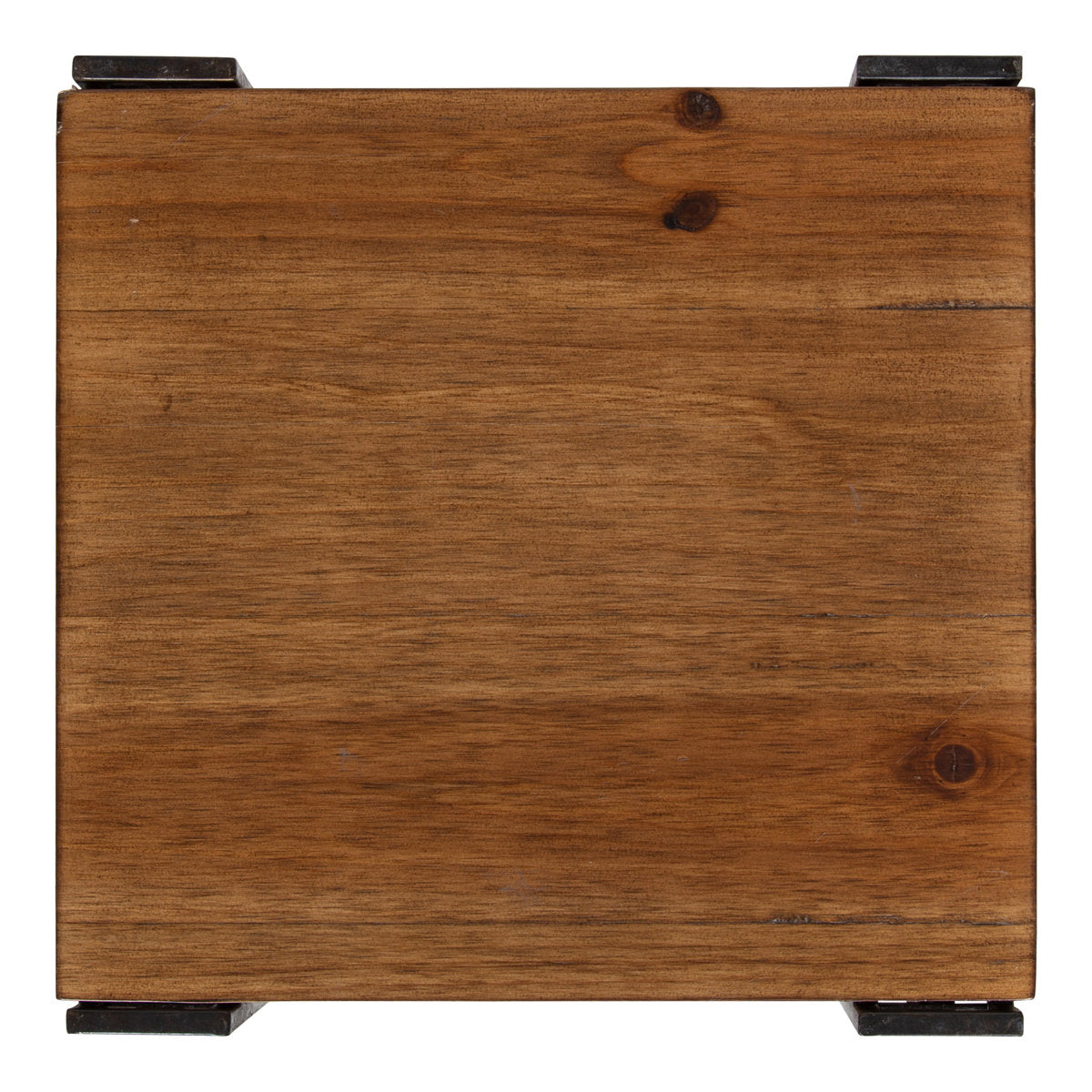 Gallery image 11 of industrial end table with brown shelves and black metal frame