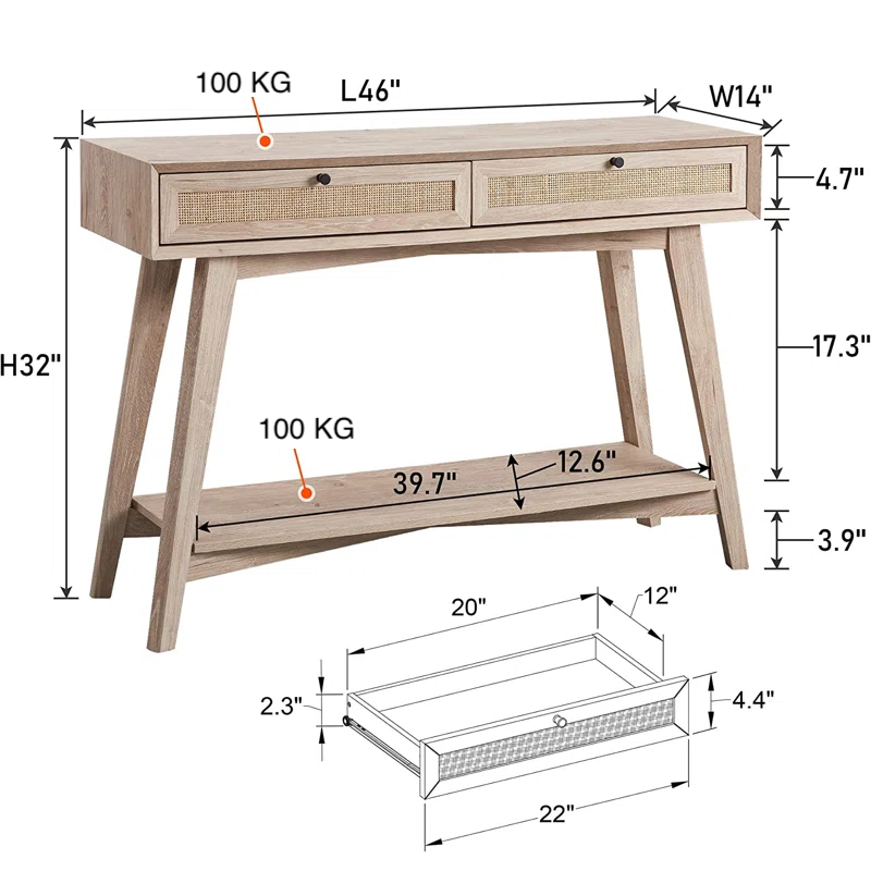 Stylish White Solid Sheesham Wood Console Table
