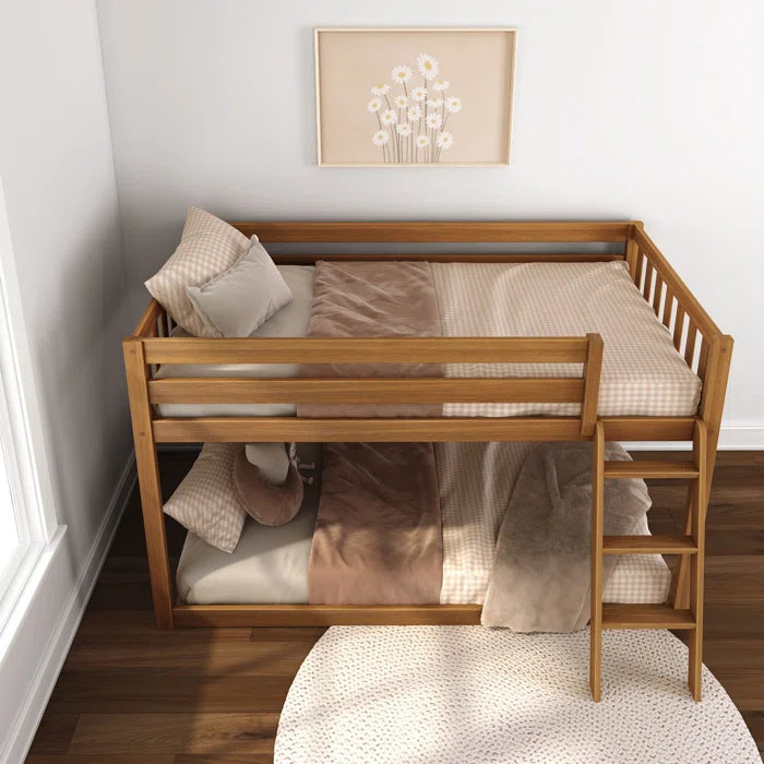 Furnishiaa Solid Sheesham Wood Twin Over Twin Low Bunk Bed