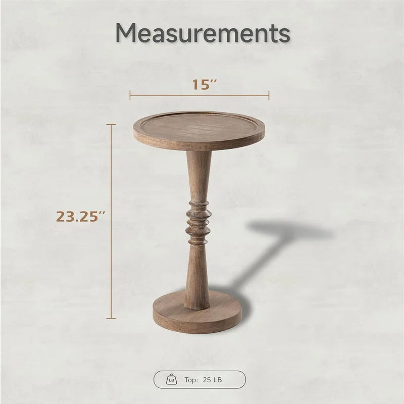 Furnishiaa Rustic Round Pedestal End Table – Solid Sheesham Wood