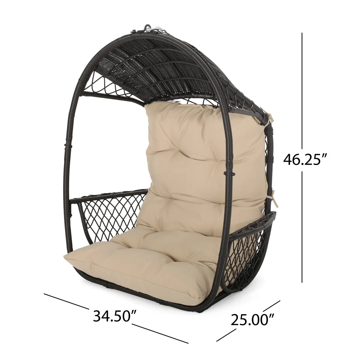 Furnishiaa Outdoor Hanging Basket Chair – Faux Rattan & Water-Resistant Cushions