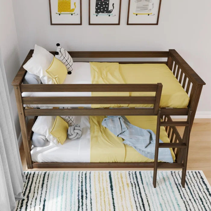 Furnishiaa Low Twin Over Twin Bunk Bed – Solid Sheesham Wood