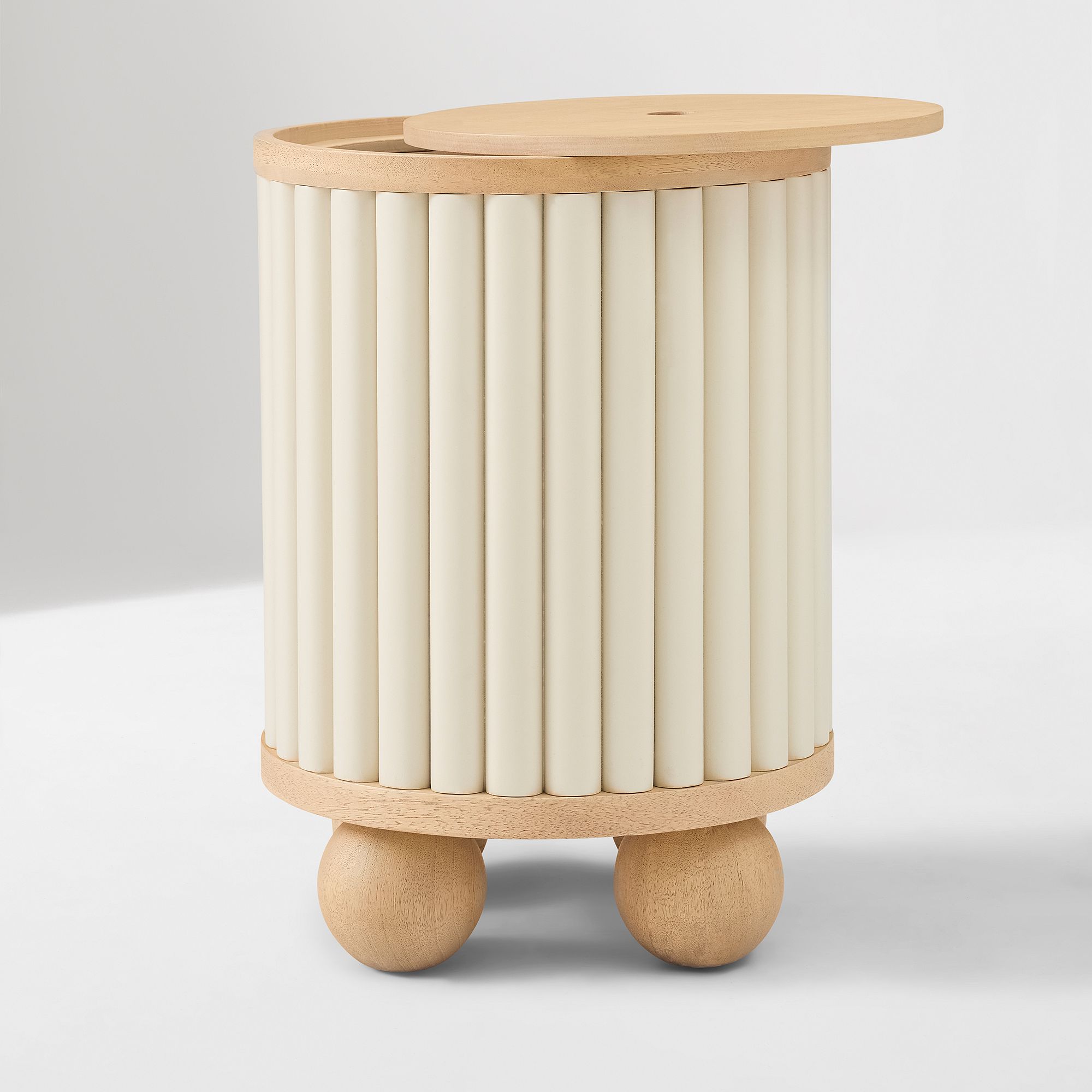 Furnishiaa Solid Sheesham Wood Storage Side Table – Blonde Finish