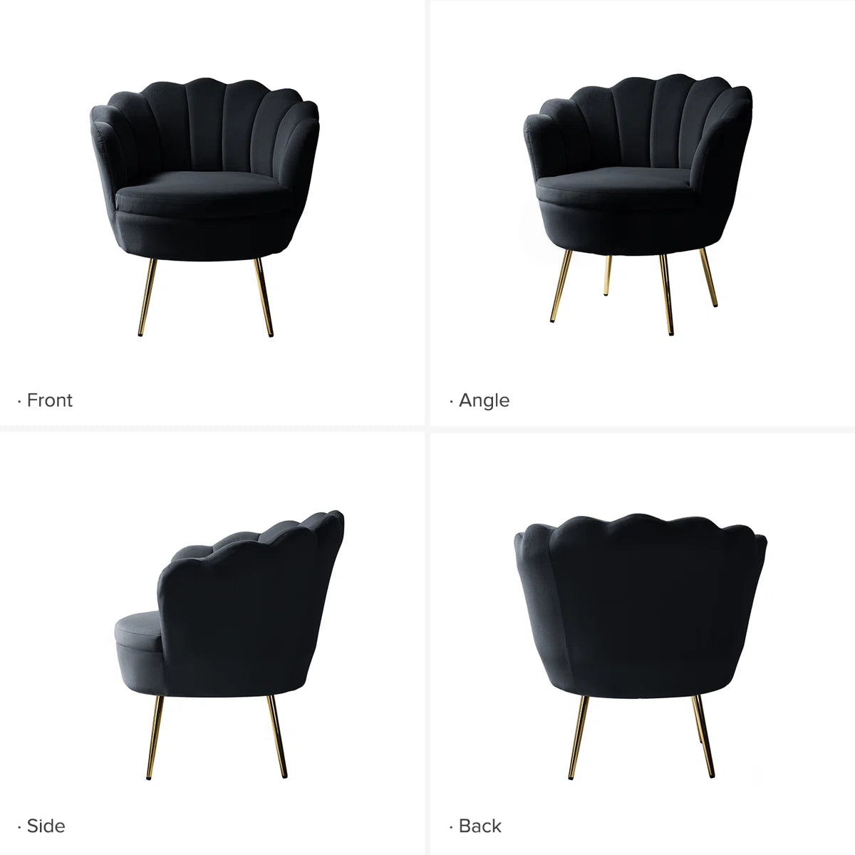 Furnishiaa Velvet Barrel Accent Chair with Gold Metal Legs