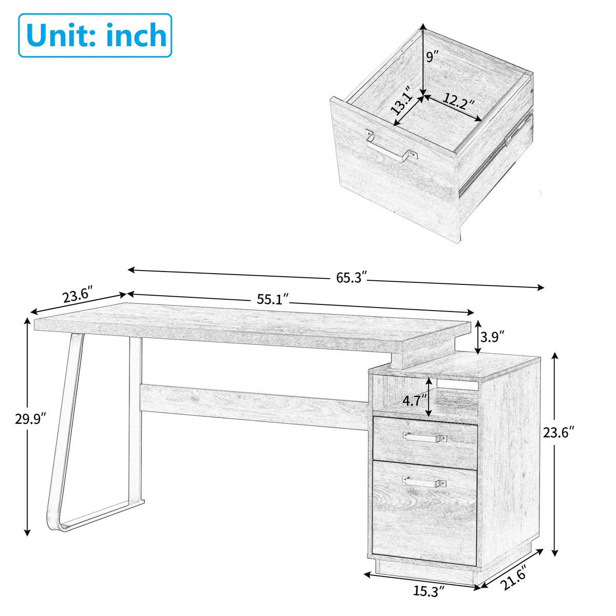 Furnishiaa Solid Sheesham Wood Computer Desk with Drawers