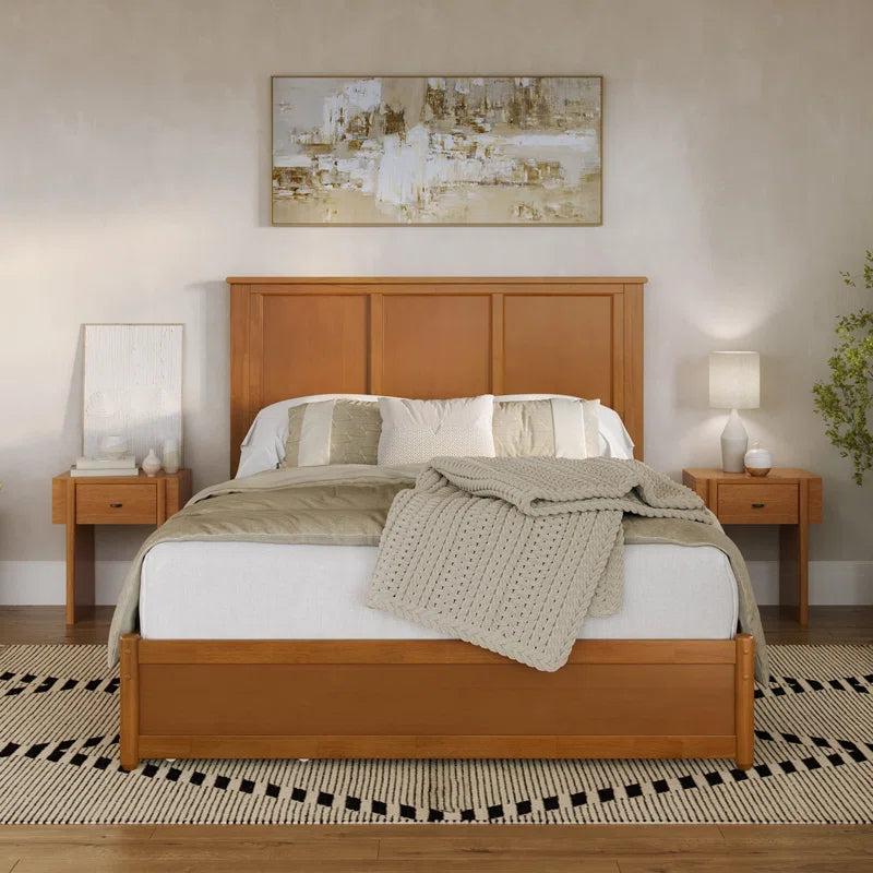 Furnishiaa Solid Sheesham Wood Platform Bed with Panel Footboard & Storage Drawers