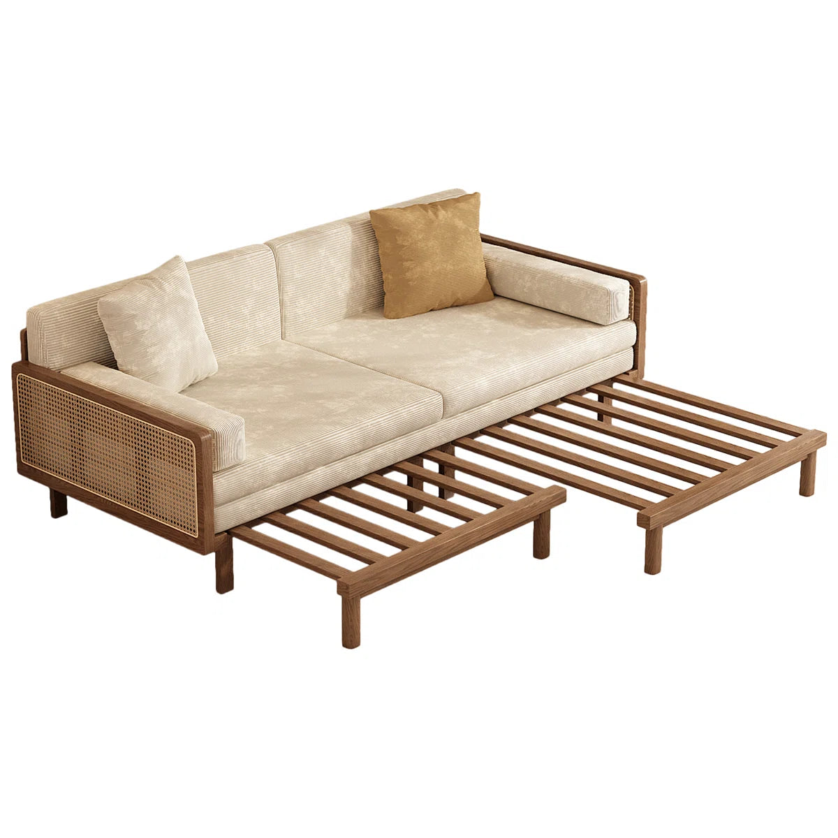 Furnishiaa Convertible Solid Sheesham Wood Sofa Bed