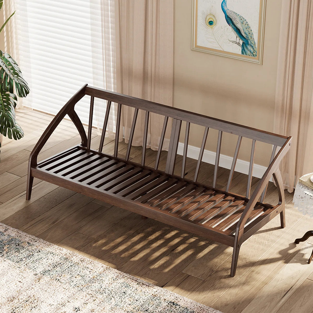 Furnishiaa Solid Sheesham Wood Sofa with Corduroy Upholstery