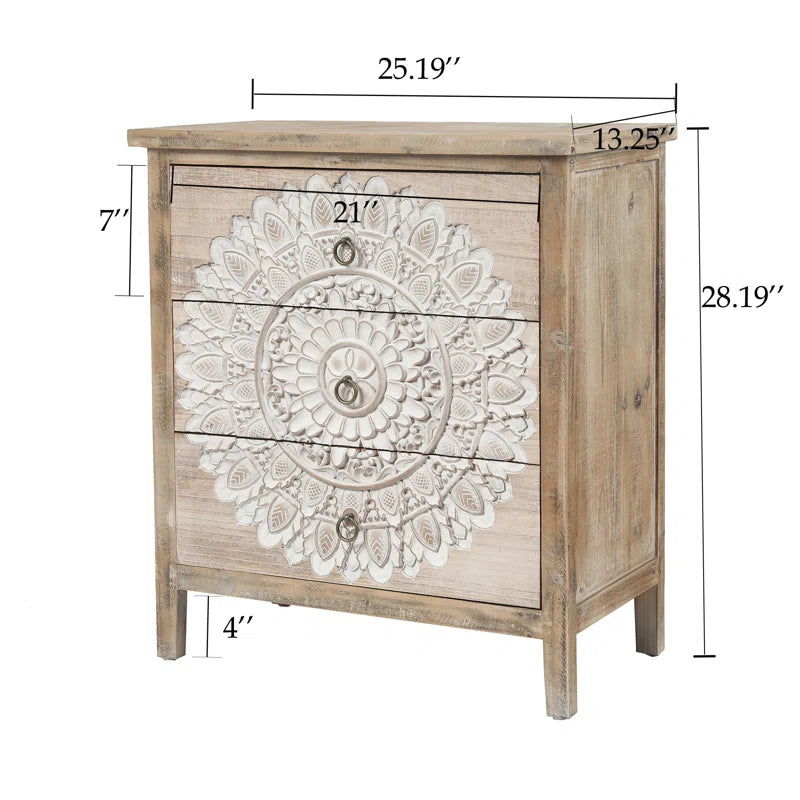 3 Drawer Rustic Accent Chest -  - 