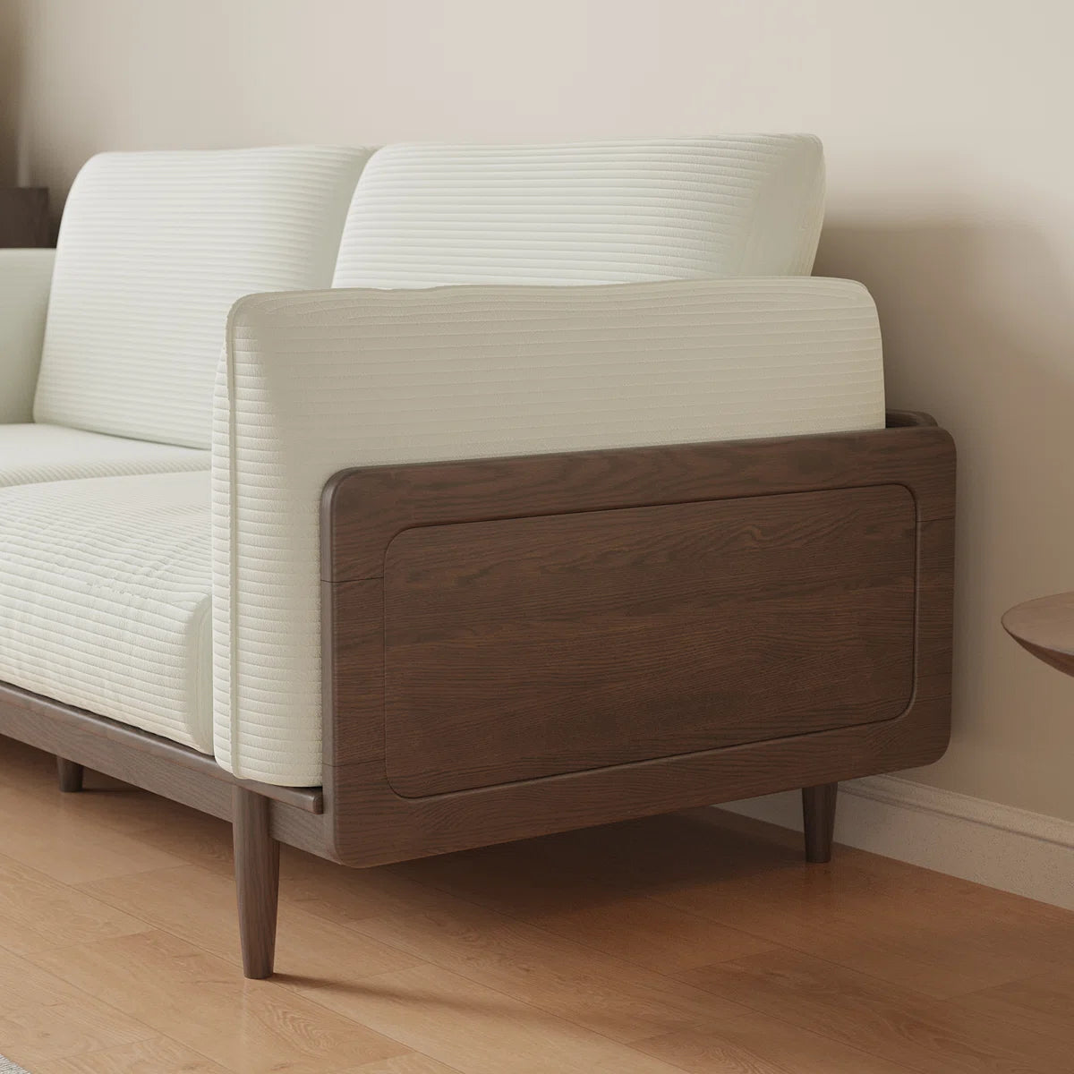 Elegant 3-Seater Corduroy Sofa with Solid Sheesham Wood Frame