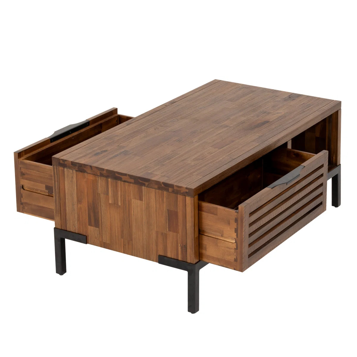 Furnishiaa Solid Sheesham Wood Coffee Table – Rustic Industrial Design