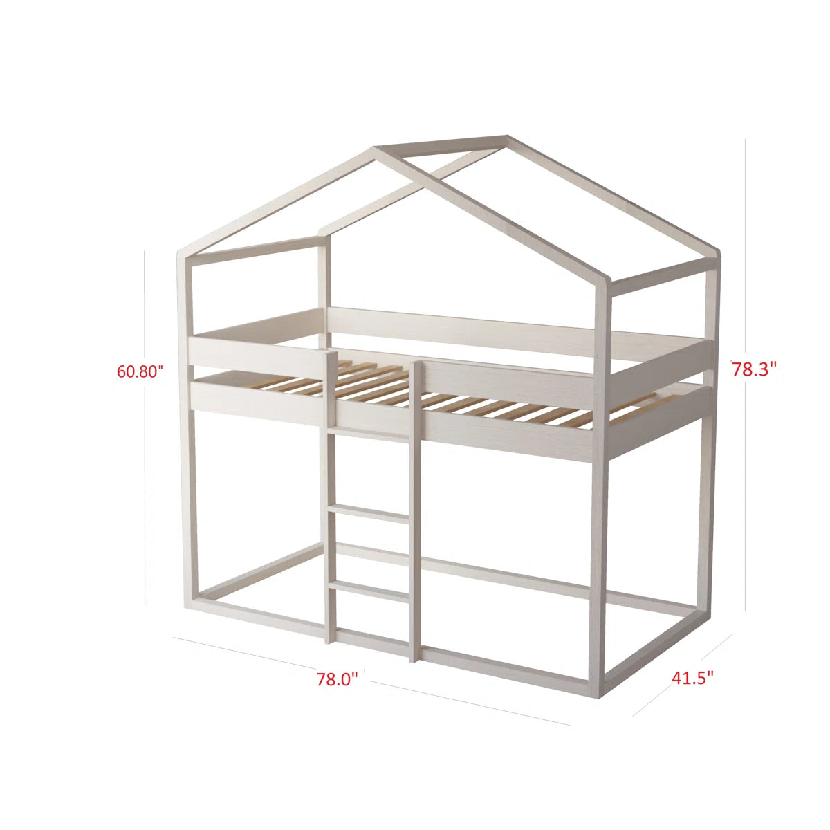 Furnishiaa Twin Over Twin House-Shaped Bunk Bed