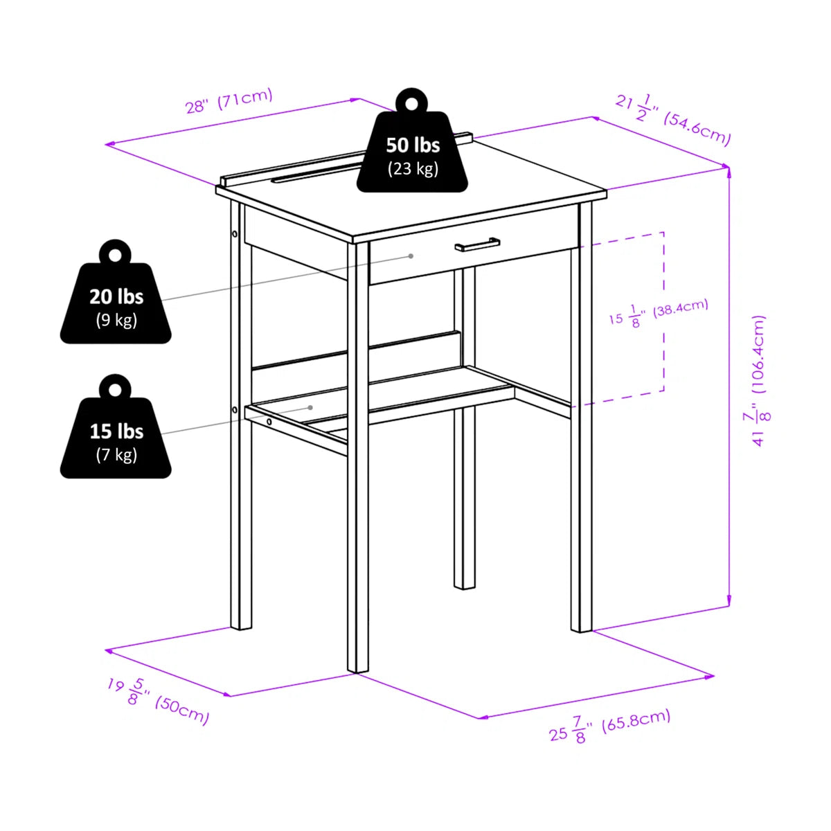 Furnishiaa Solid Sheesham Wood High Standing Desk