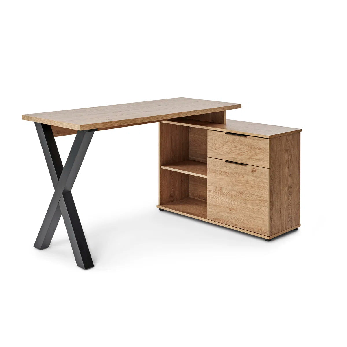 Furnishiaa Solid Sheesham Wood L-Shaped Corner Desk with Storage