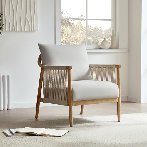 CHITA Braid Armchair, Modern Accent Chair for Living Room, Cream