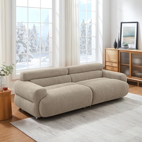 89" Boucle Cloud Loveseat Sofa Couch, Comfy Upholstered Deep Seat Boucle Sofa, Mid Century Modern Couch for Living Room Bedroom Apartment