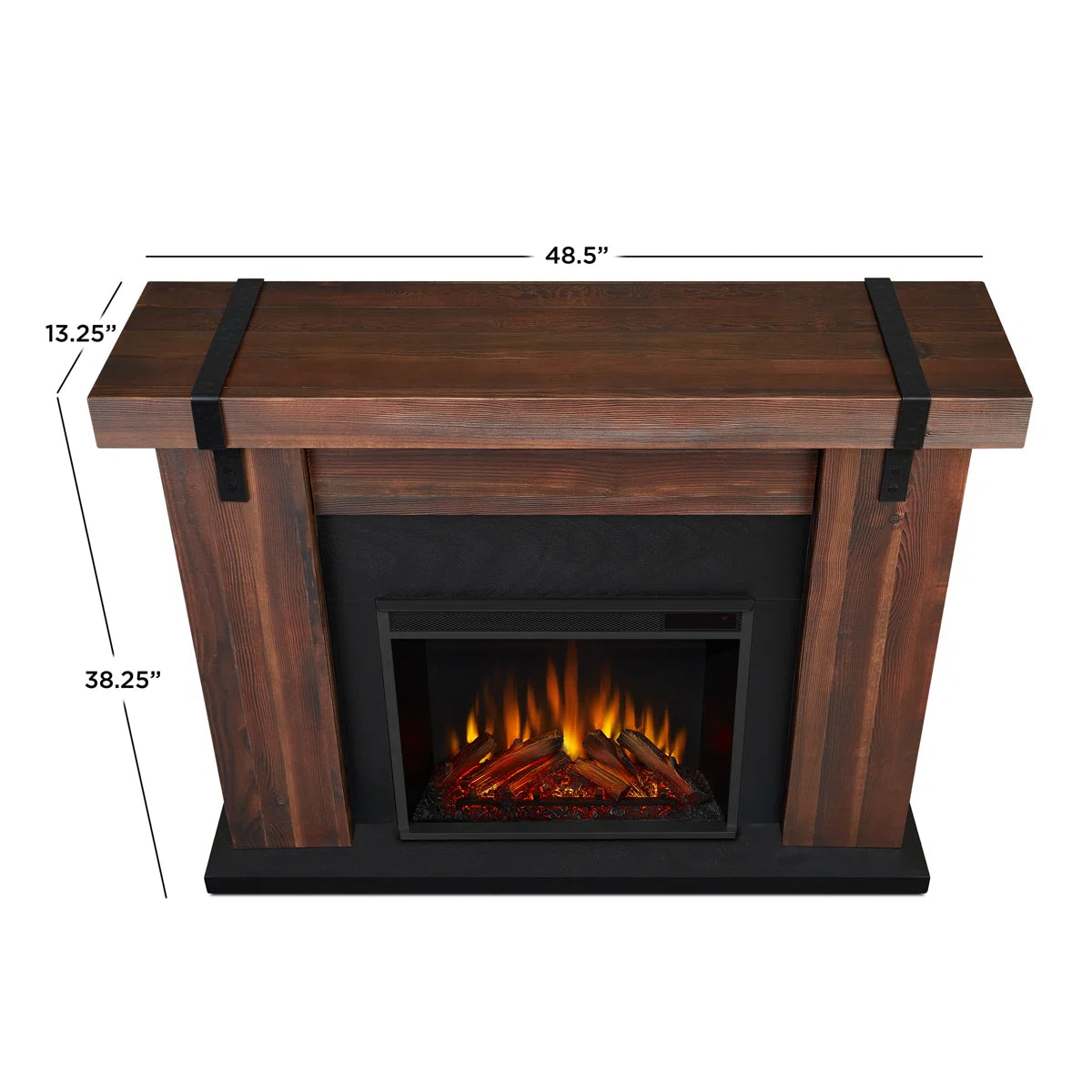 Solid Sheesham Wood Electric Fireplace – Rustic Charm & Modern Heating