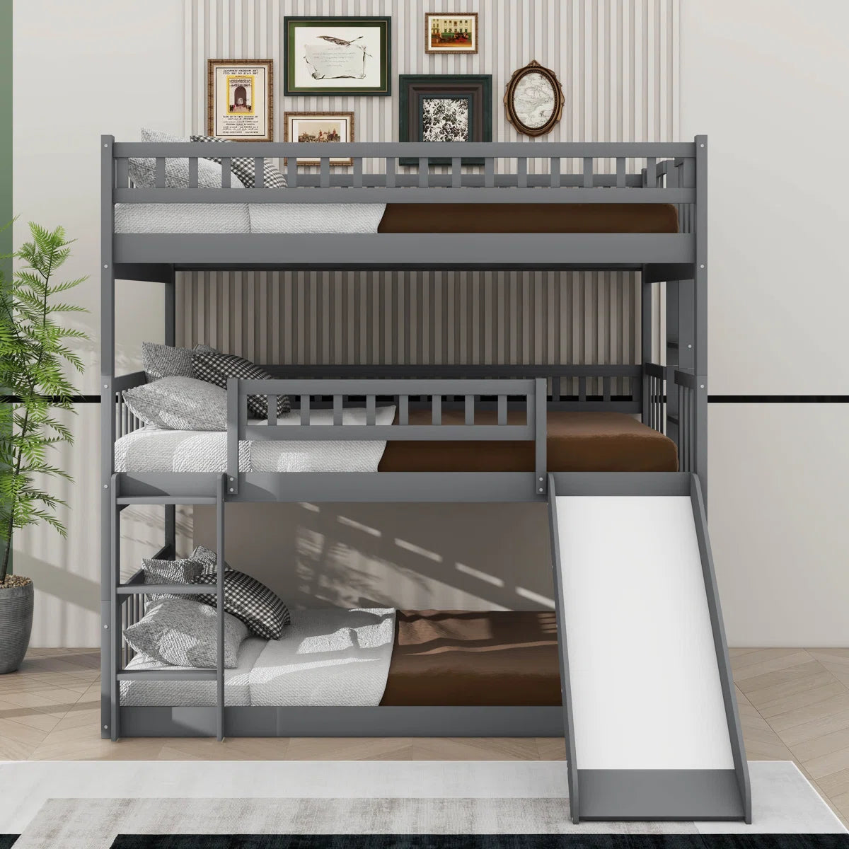 Furnishiaa Full-Over-Full-Over-Full Triple Bunk Bed