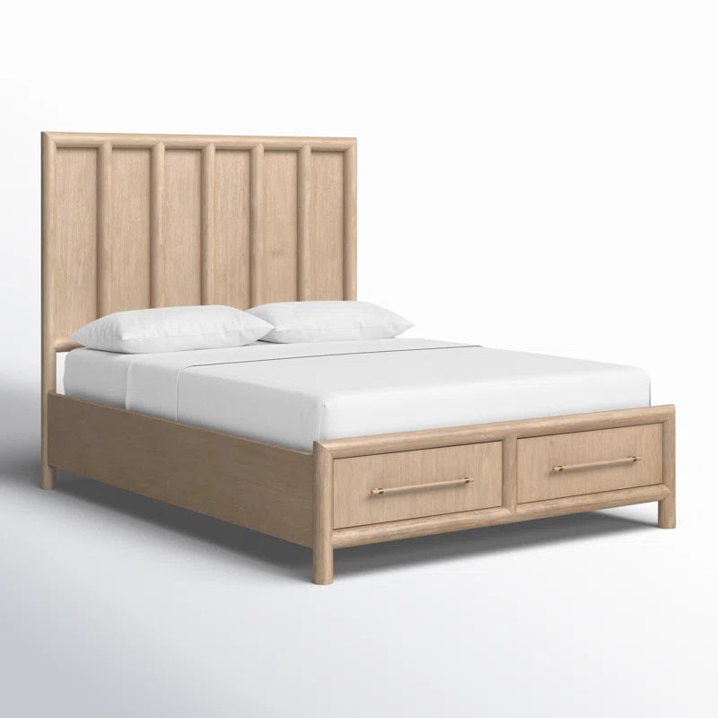 Furnishiaa Solid Sheesham Wood Platform Bed with Storage Drawers | Rustic Modern Bed Frame (Queen & King)