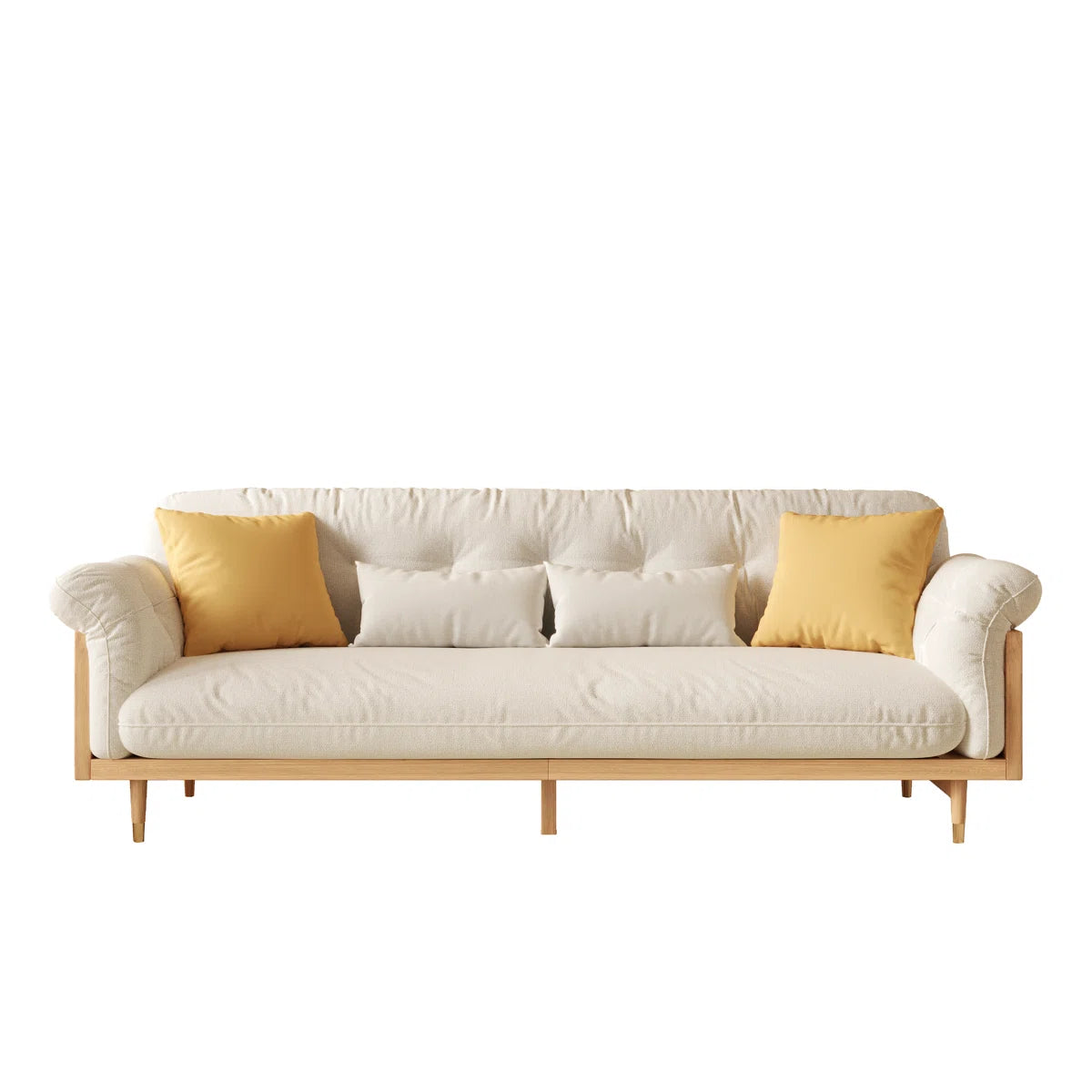 Compact 3-Seater Sheesham Wood Sofa – Cotton Linen Upholstery for Small Living Spaces