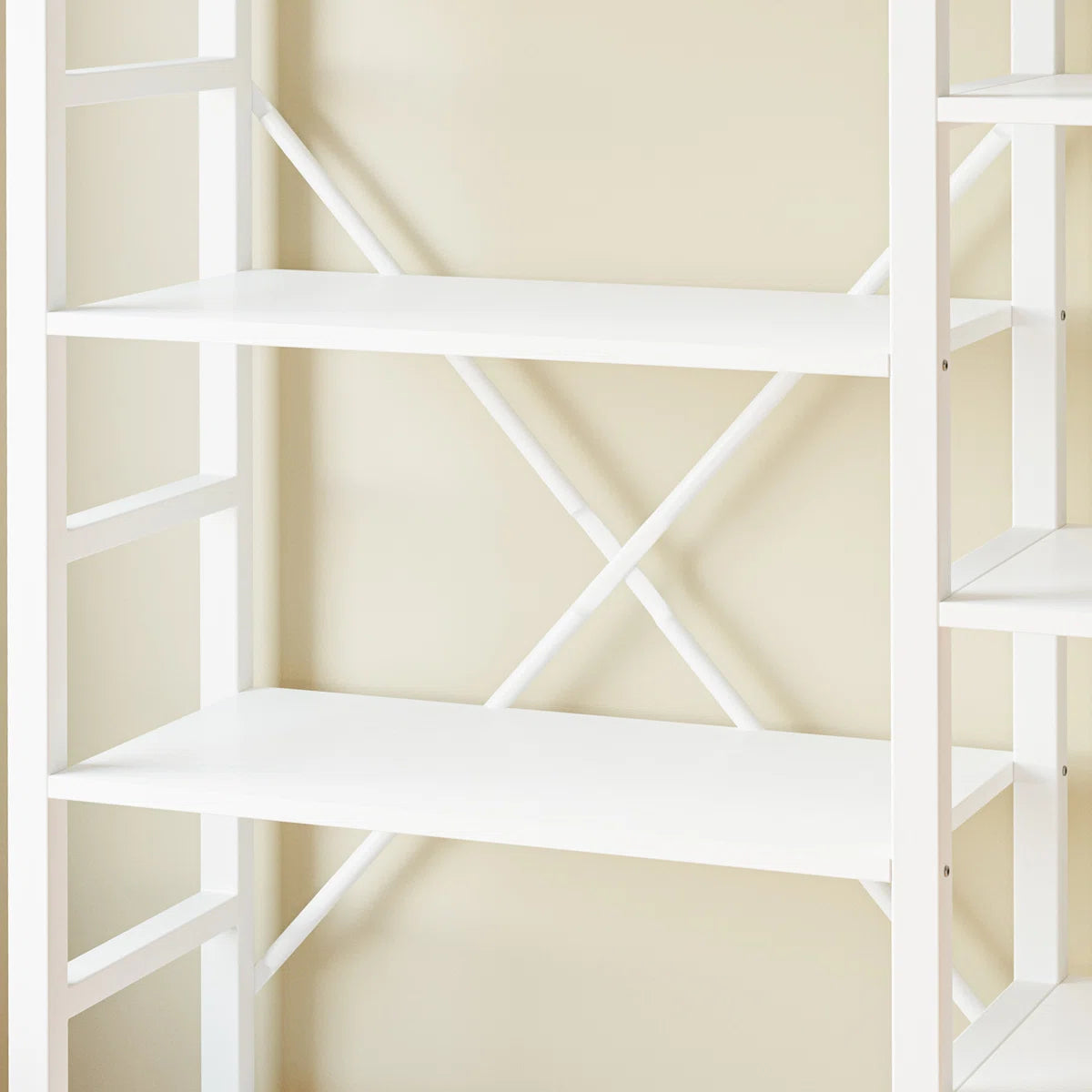 Furnishiaa Triple-Wide Industrial Bookcase with Solid Sheesham Wood Shelves