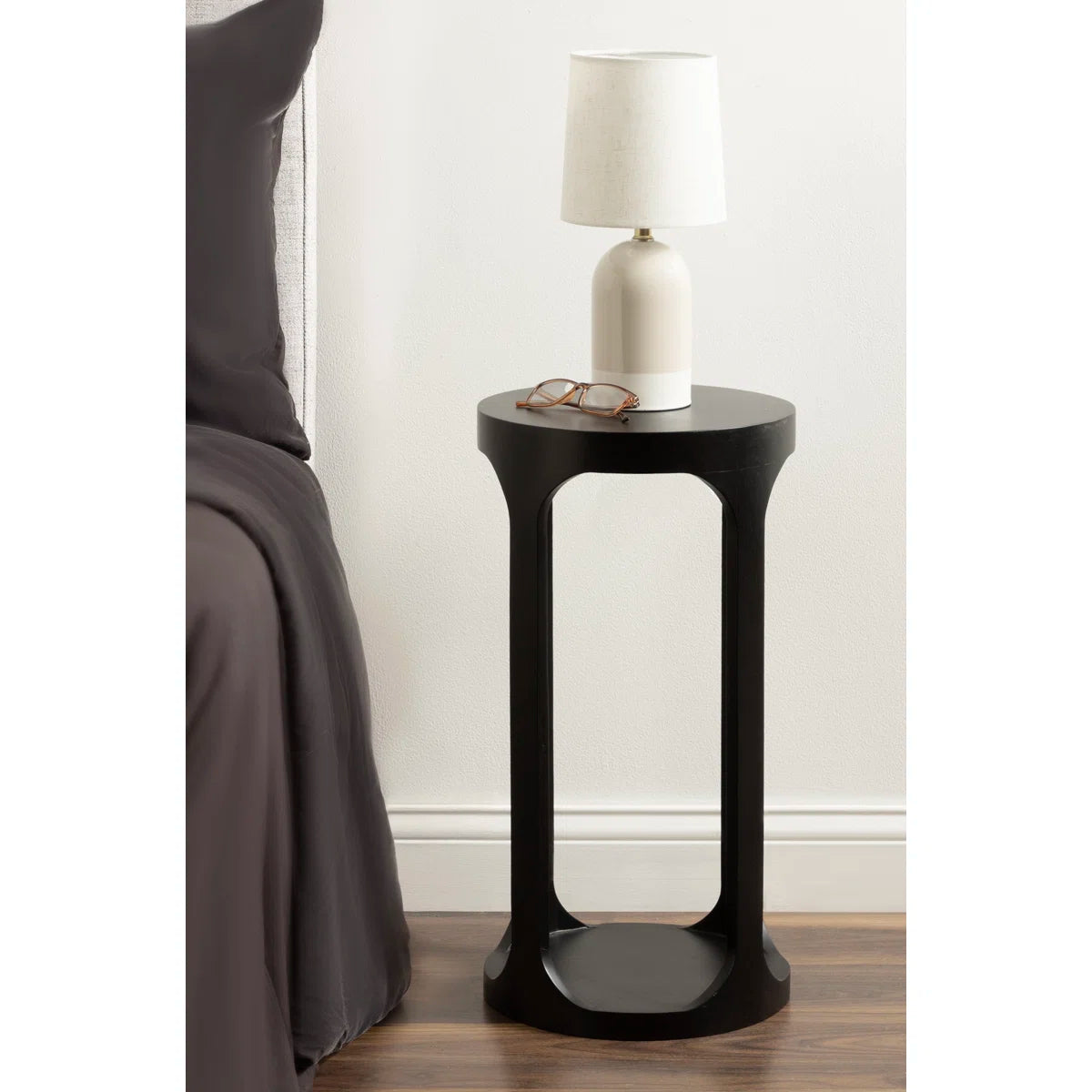 Furnishiaa Solid Sheesham Wood Round End Table with Slatted Base