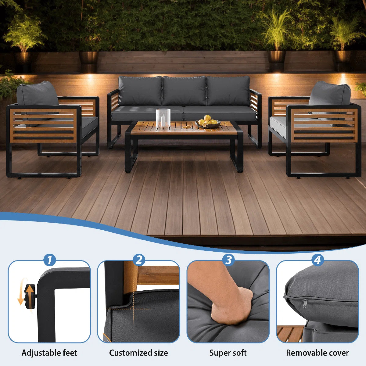 Furnishiaa 5-Seater Modular Outdoor Patio Conversation Set