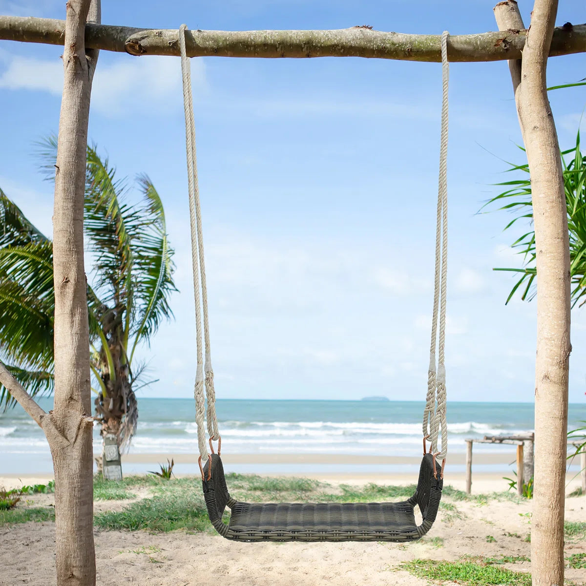 Furnishiaa Rattan Hanging Porch Swing with 4-Way Motion