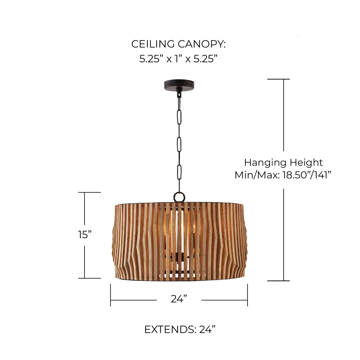 Furnishiaa Archer Pendant Light – Handcrafted Solid Sheesham Wood & Matte Black Metal